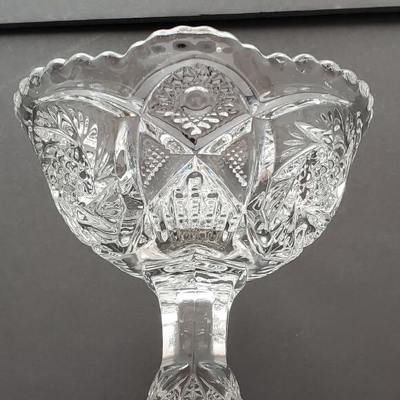 Vtg Imperial Nucut Pinwheel Compote Candy Dish MCM Elegant Cut Glass Decorative - Picture 11 of 16